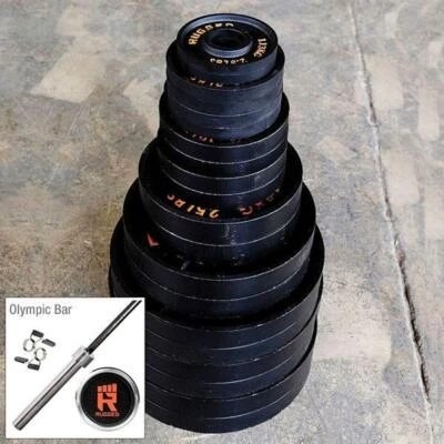 500 lb. Juego de platos olímpicos de plato profundo resistente con barra YODDS500 Foto 1 de 4