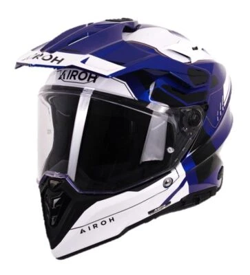 Casco de motocicleta de carbono Airoh Commander 2 Adventure ECE 22.06 revela azul brillante Foto 1 de 4
