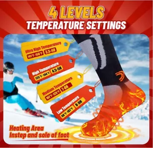 Electric Heated Socks Rechargeable Battery Thick, Plush Hunting Camping Skiing - Picture 1 of 6