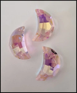 Crystal Moon 40mm x 3 AB PINK Suncatcher PRISM pendant - Picture 1 of 3