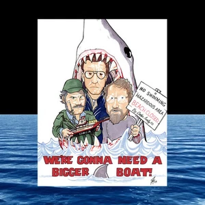 Nuevo PÓSTER DE MANDÍBULA ARTE, excelente blanco, pesca de tiburones QUINTA Amity Island HOOPER película - Imagen 1 de 1