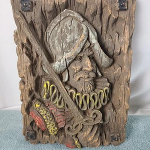Faux Wood conquistador Bar Art Vintage Imitation Wood Carving Wall Art 3D - Picture 1 of 8