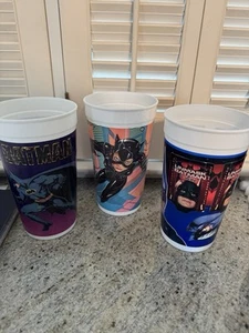 Lot of 3 Fast Food Batman Collector Cups McDonald’s Taco Bell 1989 1992 1997 - Picture 1 of 9