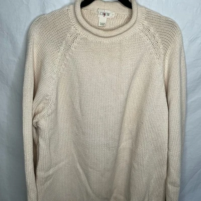 Suéter Vintage J Crew Para Hombre Talla L Cuello Redondo Algodón Pescador Remero Marfil Y2K Foto 1 de 4
