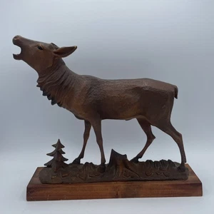Calling Elk Brown Resin Lifelike No Antlers mounted on wood - Picture 1 of 7