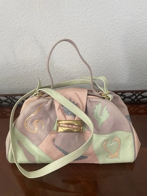 Vintage Sharif Pastels Snake Skin Handbag w/shoulder and hand held straps - Image 1 of 4