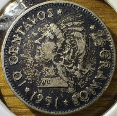 Moneda de plata de 10 centavos República Dominicana 1951 Foto 1 de 2