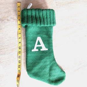 Irish Green Christmas Stocking Holiday Knit 18" Monogram "A" XMas St. Patrick's - Bild 1 von 9