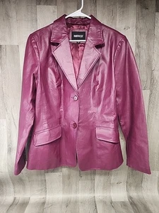 Metrostyle Damen Burgunder Leder Blazer Jacke Größe 16T Echtleder - Bild 1 von 10