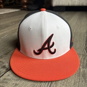 Nike Atlanta Braves Hat, true dry-fit - Black/White/Orange, Size Small/Medium - Picture 1 of 8