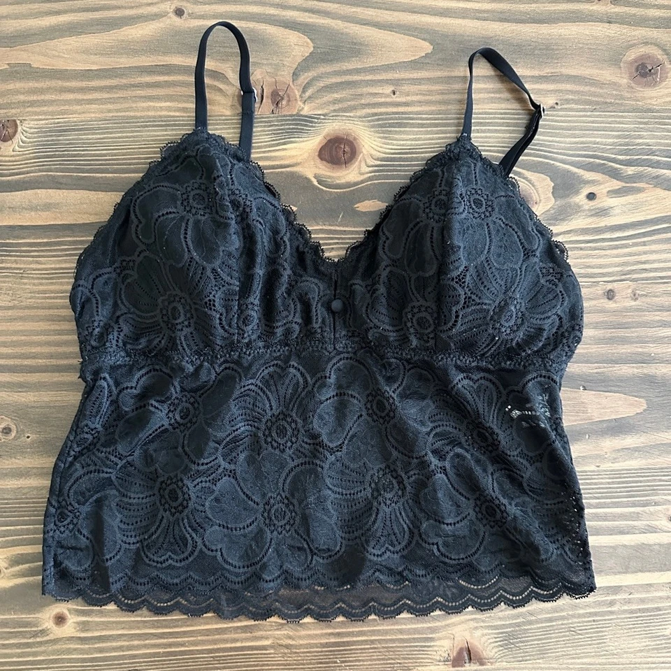 Women's Aerie Black Lace Bralette Camisole Size M Romantic Bralette Gothcore - Image 1 of 4