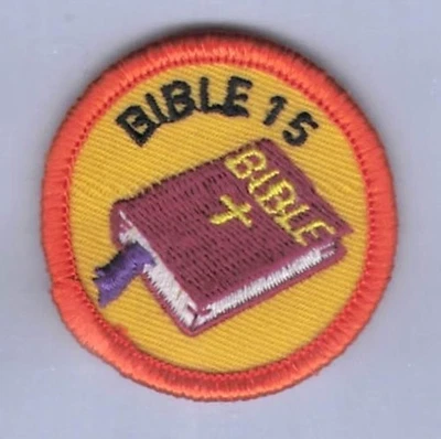 Patch Royal Ranger c1980 Master Christian Bible 15 Club Merit Badge Orange 2" - Image 1 of 3