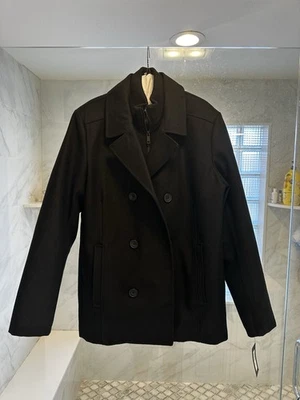 Kenneth Cole Men's Double Breasted Wool Blend Peacoat With Bib. - Image 1 of 4