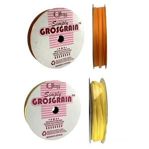 Offray Ribbon Simply Grosgrain Ribbon, Torrid Orange & Bright Yellow - Lot of 3 - Picture 1 of 23
