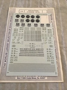 Microscale Decals HO Scale 87-501: Pacific Fruit Express 40’ Ice Reefers PARTIAL - Picture 1 of 1