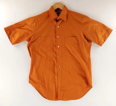 Arrow VTG 70s Button Up Shirt Decton Broadcloth Orange Short Sleeve Mens L - Image 1 of 4