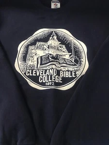 CLEVELAND BIBLE COLLEGE Sweatshirt Mens XL/TG Navy Blue W/ White Logo MALONE - Picture 1 of 5