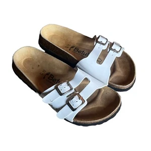 Betula by Birkenstock Slides Sandals Buckle Strap Patent Leather White Size 37 N - Picture 1 of 11