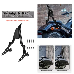 Black Rear Sissy Bar Passenger Backrest Fit For Harley Fatboy Breakout 2018-2023 - Picture 1 of 15