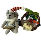Christmas Decorations Hanging Large Detailed Mouse Santa Wooden Wreath NEW