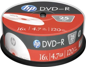 1x25 HP DVD-R Rohlinge WriteOnce 4.7GB 120min 16x Cakebox DME00024-3 NEU 002-368 - Bild 1 von 1