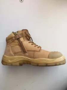 Work Boots LADY Shoes Cougar Boston Lace Zip Sider Wheat Leather LADIES+FREEgift - Picture 1 of 12