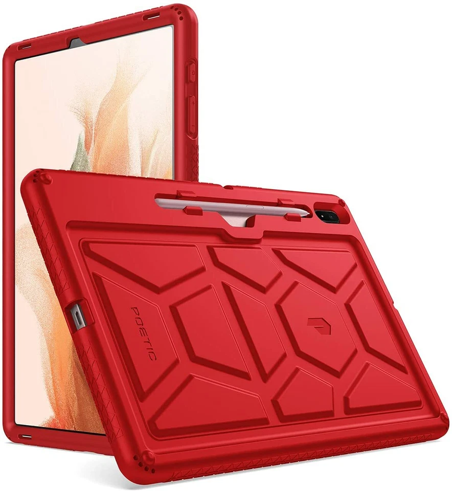 For Galaxy Tab S7 FE 2021/Tab S7 Plus 2020 Poetic TurtleSkin Heavy Duty Case Red