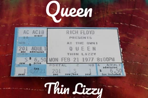 QUEEN/THIN LIZZY,FEB. 21,'77,A DAY AT THE RACES TOUR,CONCERT TICKET,ATLANTA OMNI - Picture 1 of 18