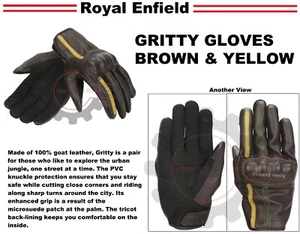 ROYAL ENFIELD "GRITTY GLOVES BROWN & YELLOW" - Picture 1 of 8