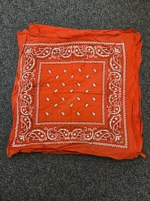 Set of 9 Red Bandanas - 100% Cotton, ~19"x20" Square Paisley Designs - Image 1 of 4