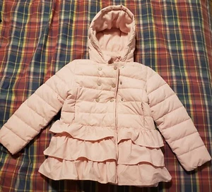  Used Kids Girls GYMBOREE Pink Ruffle Puffer Jacket Royal Princess size 8Y - Picture 1 of 7