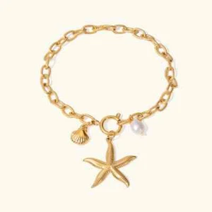Avaria Atlantis Süßwasserperlen Armband Edelstahl vergoldet 18 Karat Gold - Bild 1 von 2