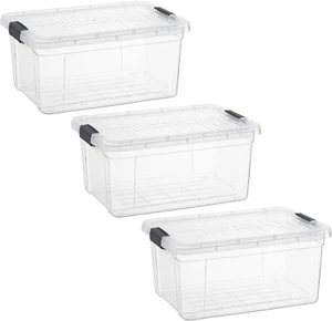 Contenedores de almacenamiento transparentes Superio con tapas, paquete de 3 - cajas de almacenamiento de plástico - 11 cuartos - Imagen 1 de 6