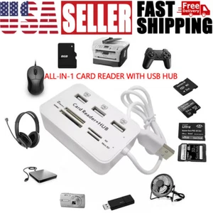 Adattatore lettore schede di memoria multiin 1 hub USB 2.0 3 porte MS SD M2 TF - Foto 1 di 7