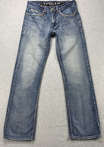Helix Jeans Mens 32x32 Blue Denim Medium Washed Black Label Boot Whisker Faded
