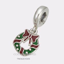 Authentic Pandora Silver Enamel Holiday Wreath Bead 796362ENMX *WINTER 2017