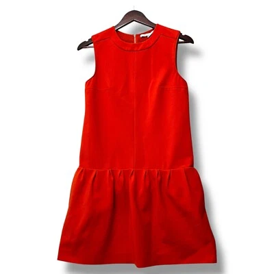 Vestido Diane von Furstenberg DVF Maeryn Sastre Rojo Naranja Cintura Caída Talla 2 Clásico Foto 1 de 4