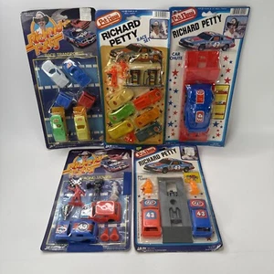 Richard Petty Plastic toys lot of 5 Car Chute Racing Movies Pit team Race set - Picture 1 of 7