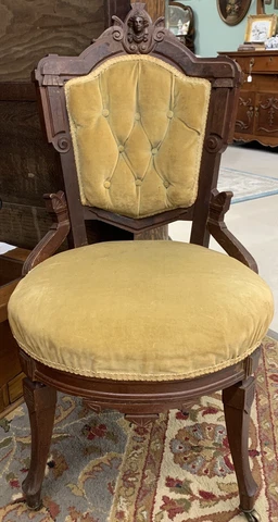 Antique Victorian Jenny Lind Walnut Yellow /mustard Velvet Parlor Chair Cover