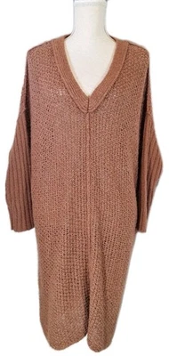 Vestido suéter túnica tejido suelto crochet cuello en V talla S FREE PEOPLE terracota óxido Foto 1 de 4