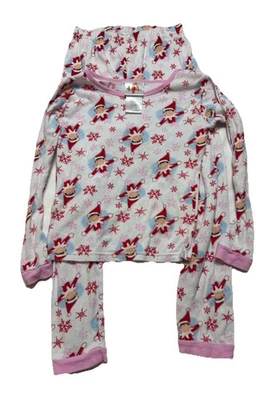 JUEGO DE PIJAMA DE 2 PIEZAS EL ELFO EN EL ESTANTE Niñas Talla 8 Ajuste Ajustado Vacaciones de Navidad Foto 1 de 4