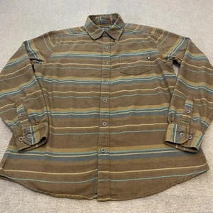 Camisa Marmot Para Hombre Mediana Marrón Rayas Abotonada Manga Larga Franela Exterior - Imagen 1 de 10