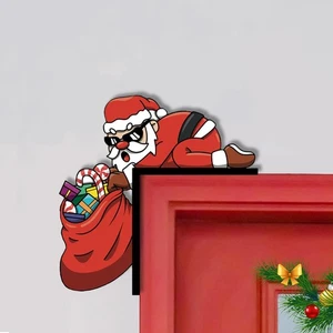 2025 Navidad Puerta Topper Claus Top Puerta Marco Esquina Letrero Decoraciones Madera... - Imagen 1 de 5