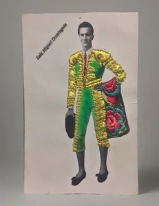 Matador LUIS MIGUEL DOMINGUIN 1950’s Postcard Collage Handmade Spain Unused - Picture 1 of 7