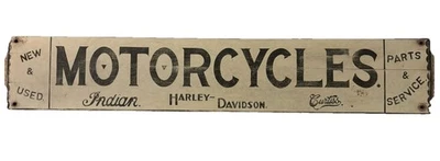 Primitive Style Wood “Motorcycle” Signage - Image 1 of 4
