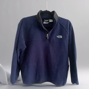 The North Face Boys Navy Blue Fleece quarter Zip Sweatshirt Pullover Sz L (12) - Picture 1 of 5