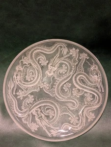 Grande Antiguo Art Deco Opaco - Vidrio Esmerilado Dragón Plato Cuenco Josef Inwald - Imagen 1 de 12