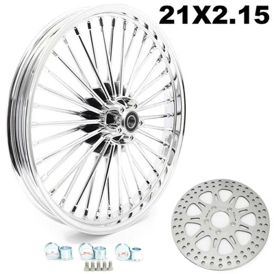 21x2.15 Fat Spoke Front Wheel Rim Rotor For Harley Softail Night Train Deluxe - Image 1 of 4