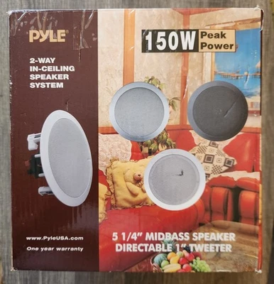 Par de altavoces empotrados de pared de techo blanco Pyle PDIC51RD 5,25 pulgadas, paquete de 2 (caja abierta) Foto 1 de 4