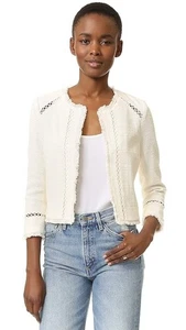 JOIE women's tweed ecru open front blazer jacket - sz S small - Picture 1 of 9